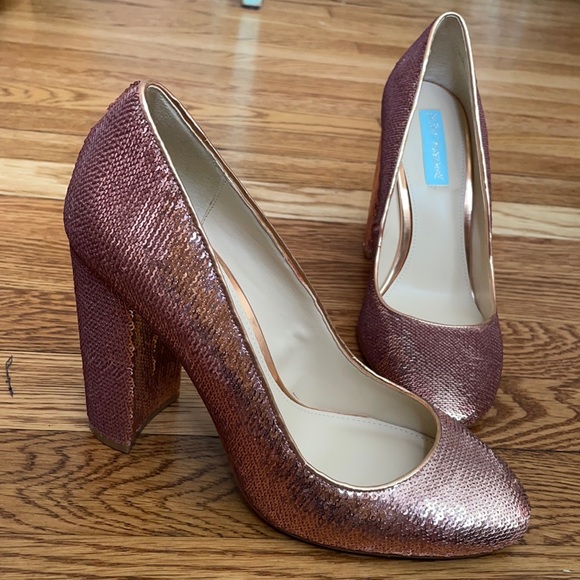 Betsey Johnson Shoes | Betsy Johnson Sblou Pink Sequin Block Heels | Poshmark